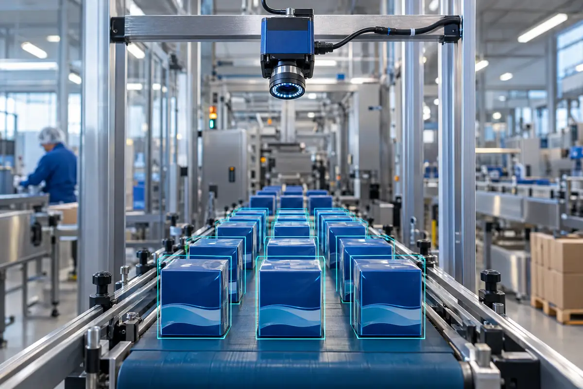 Cámara de visión artificial contando producto en la línea