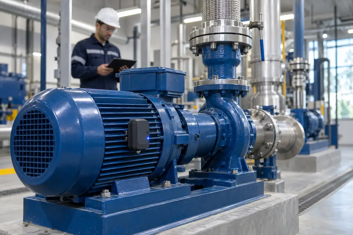 Sensor de vibración y temperatura sobre motor y bomba